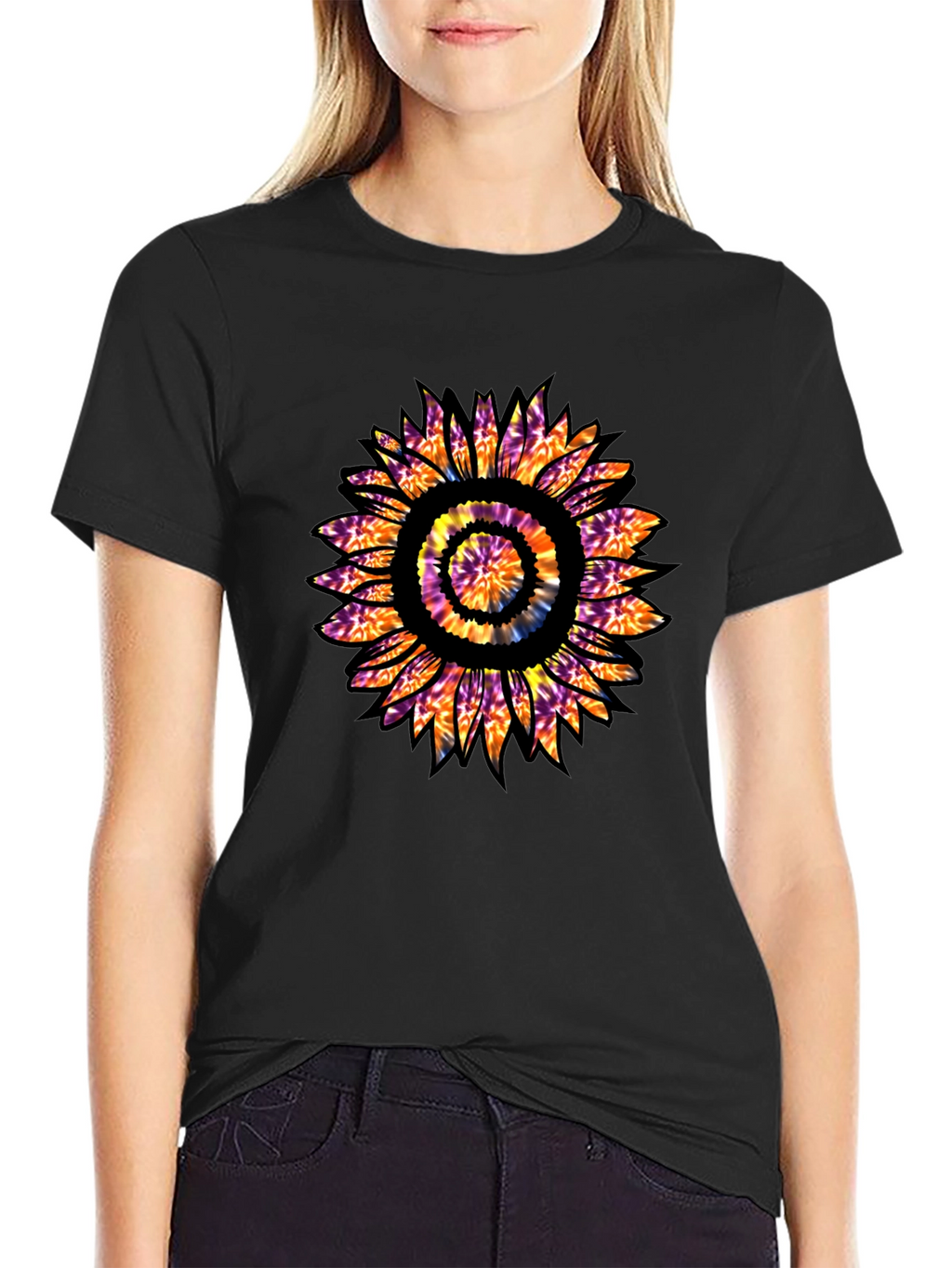 Tie Dye Sunflower Graphic T-Shirt
