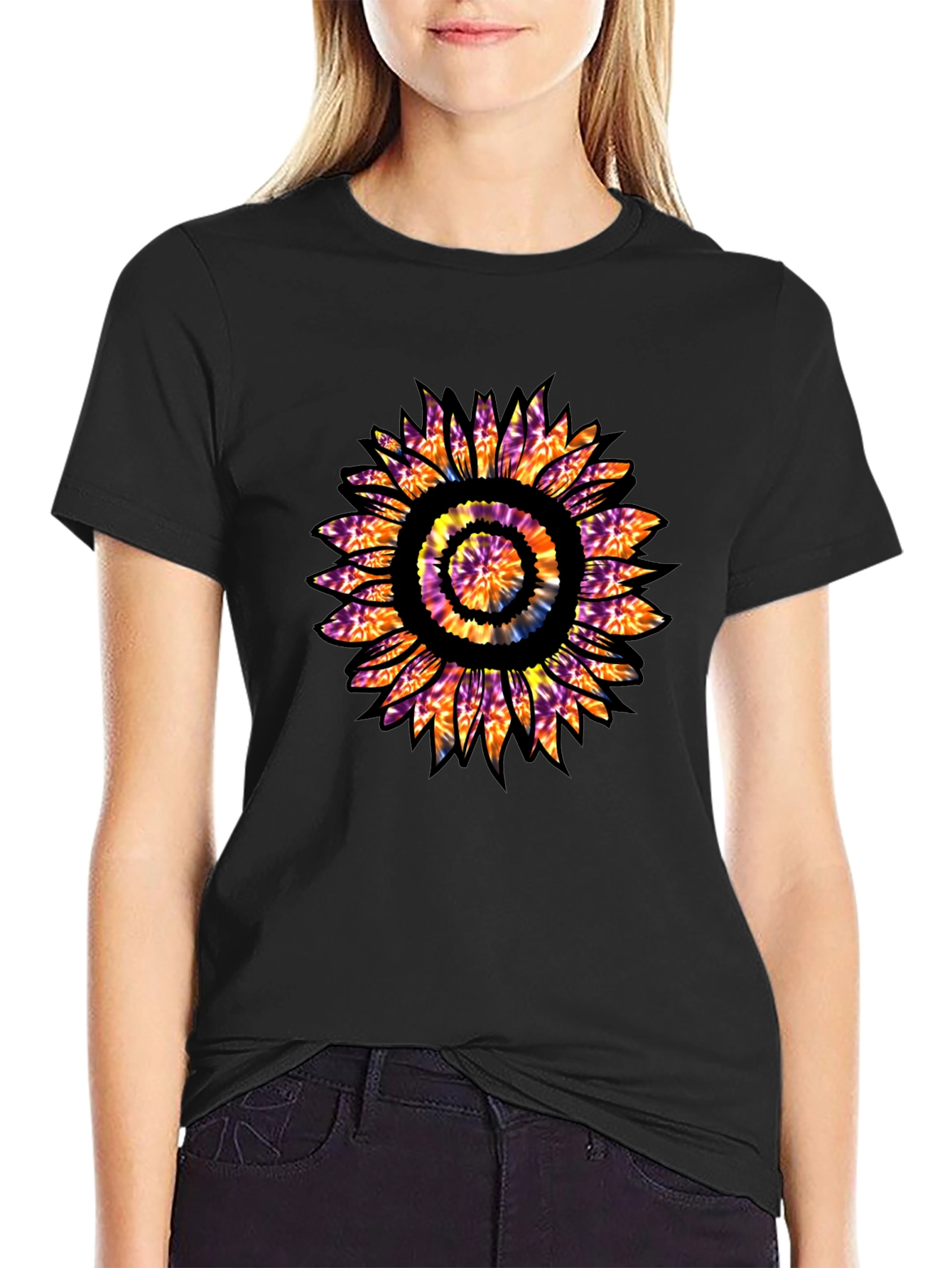Tie Dye Sunflower Graphic T-Shirt