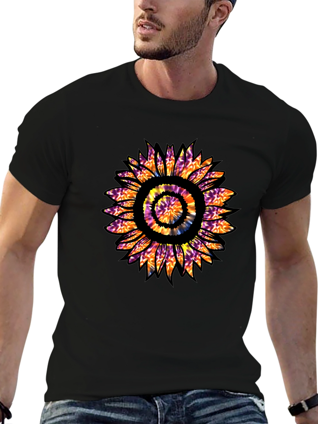 Tie Dye Sunflower Graphic T-Shirt
