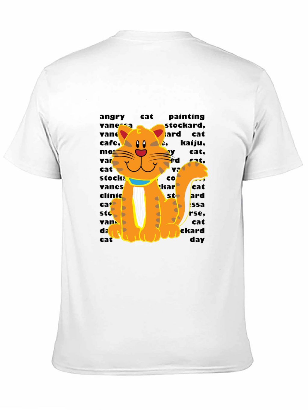 Cartoon Cat Graphic Tee - Casual Black T-Shirt