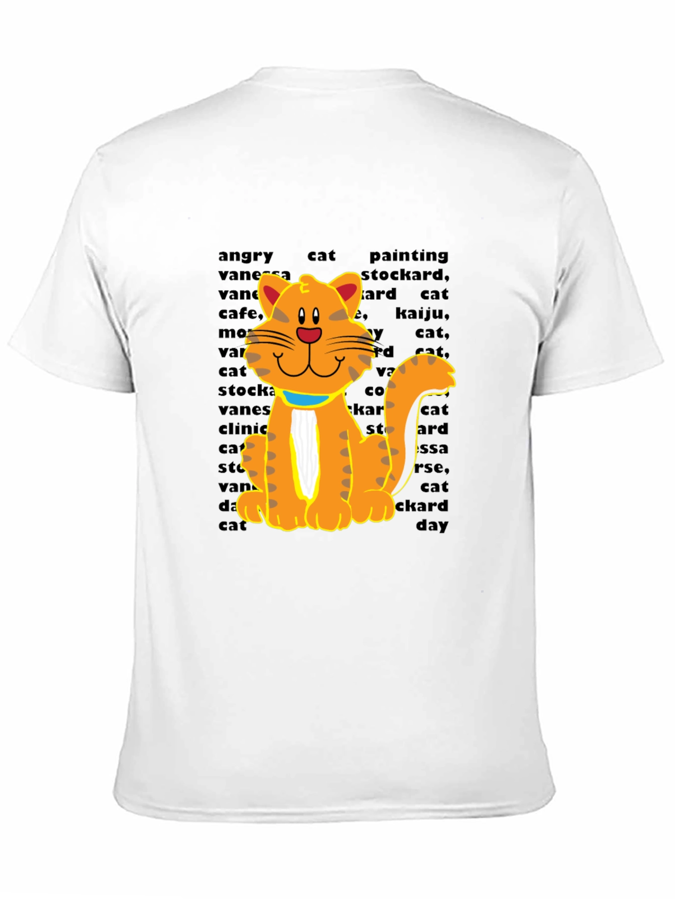 Cartoon Cat Graphic Tee - Casual Black T-Shirt