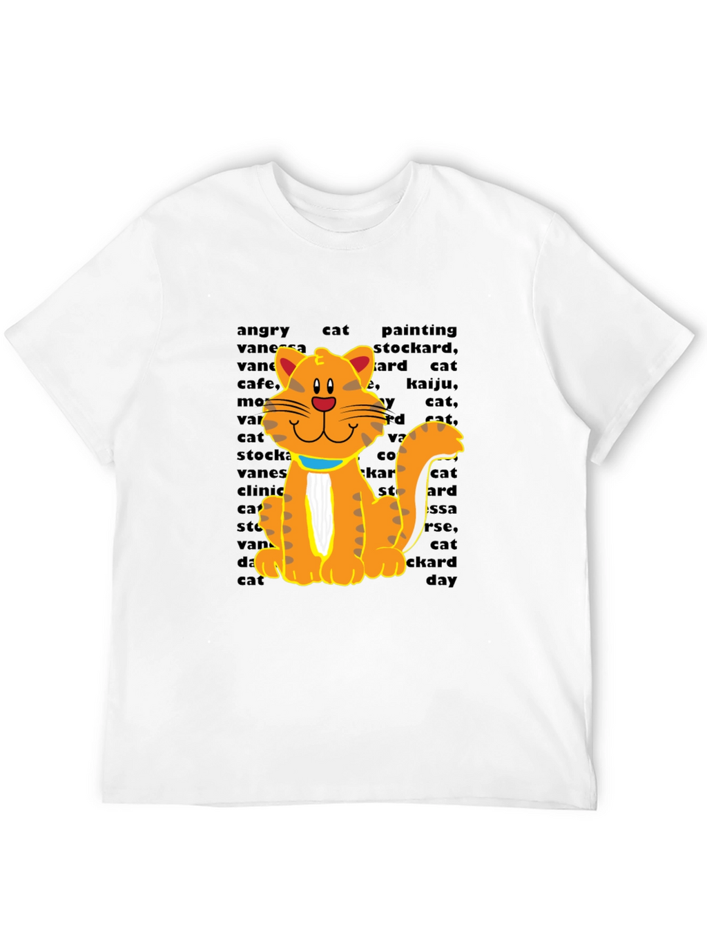 Cartoon Cat Graphic Tee - Casual Black T-Shirt