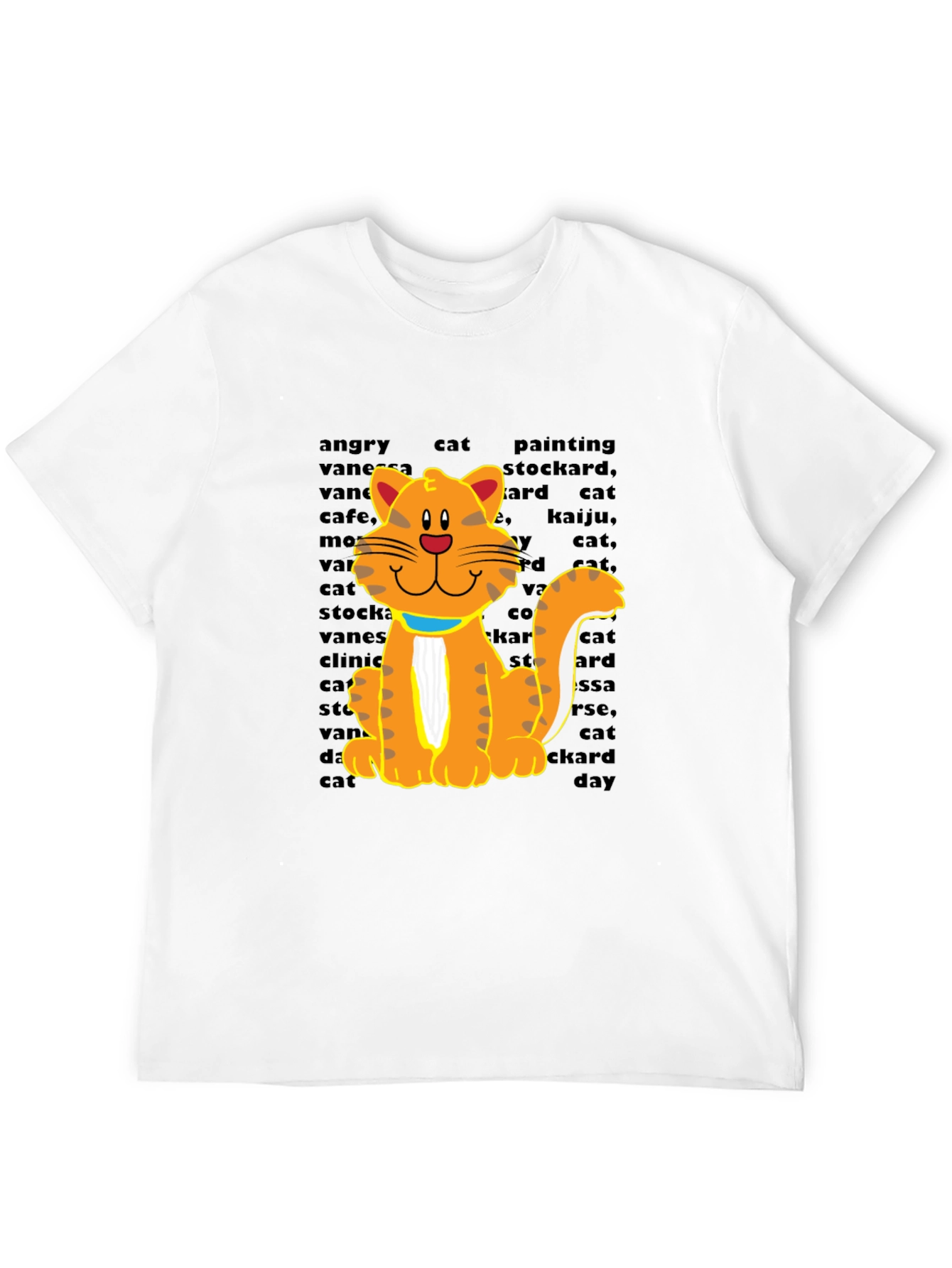 Cartoon Cat Graphic Tee - Casual Black T-Shirt