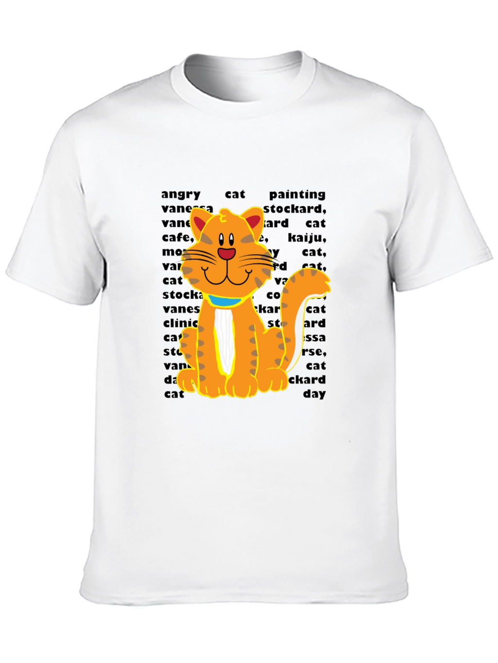 Cartoon Cat Graphic Tee - Casual Black T-Shirt