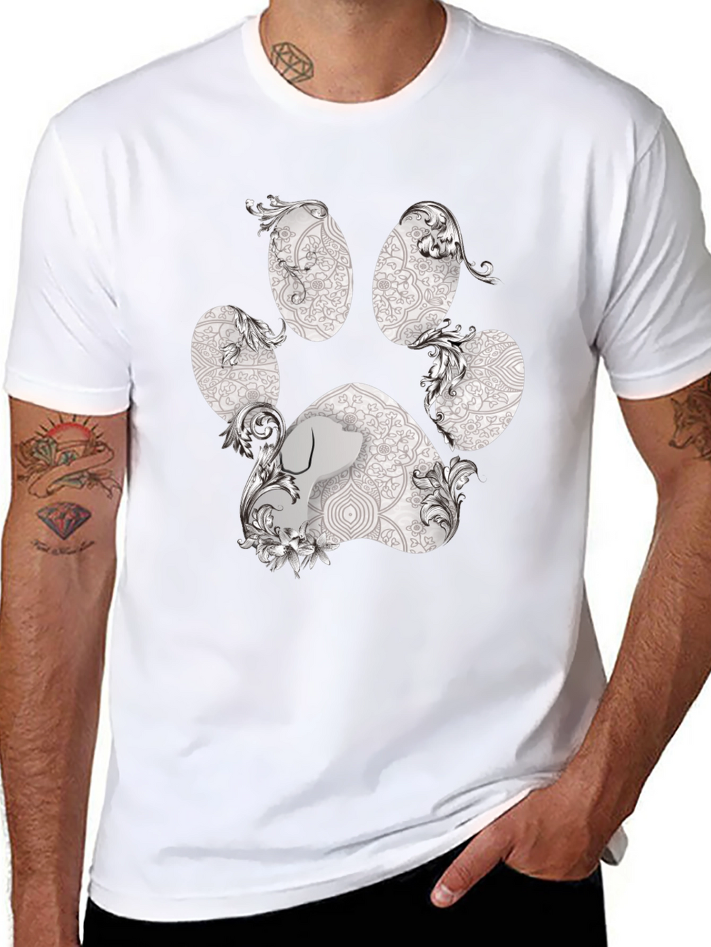 Paw Print Graphic Tee - Artistic Dog Lover Shirt