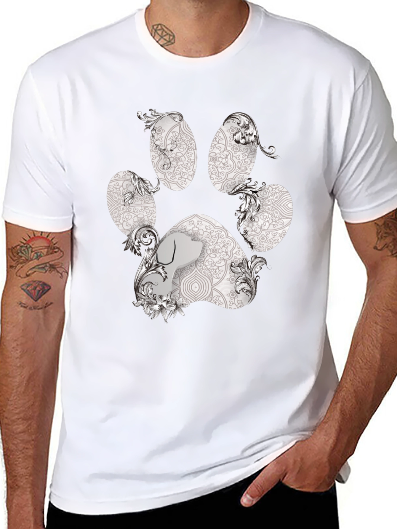 Paw Print Graphic Tee - Artistic Dog Lover Shirt