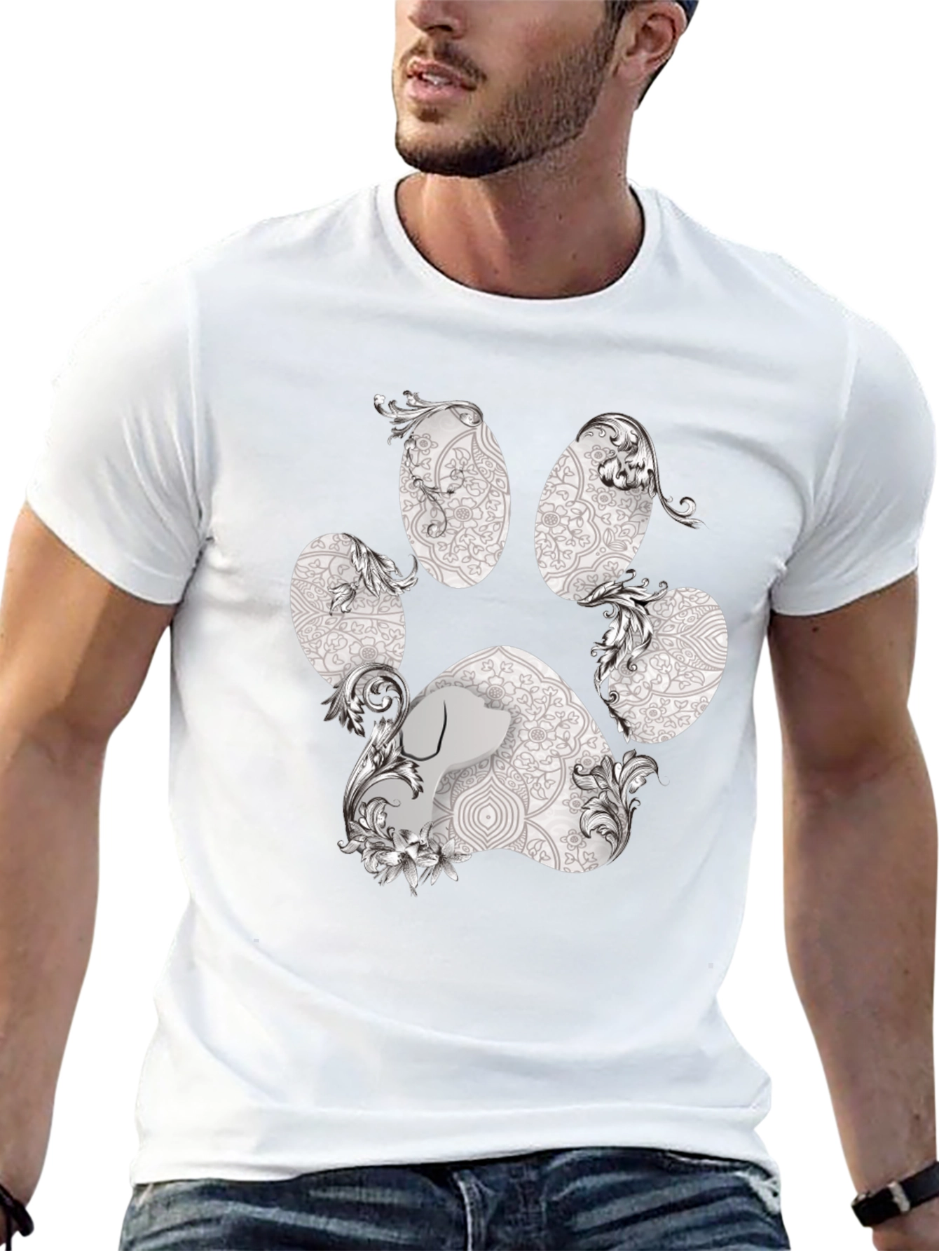 Paw Print Graphic Tee - Artistic Dog Lover Shirt