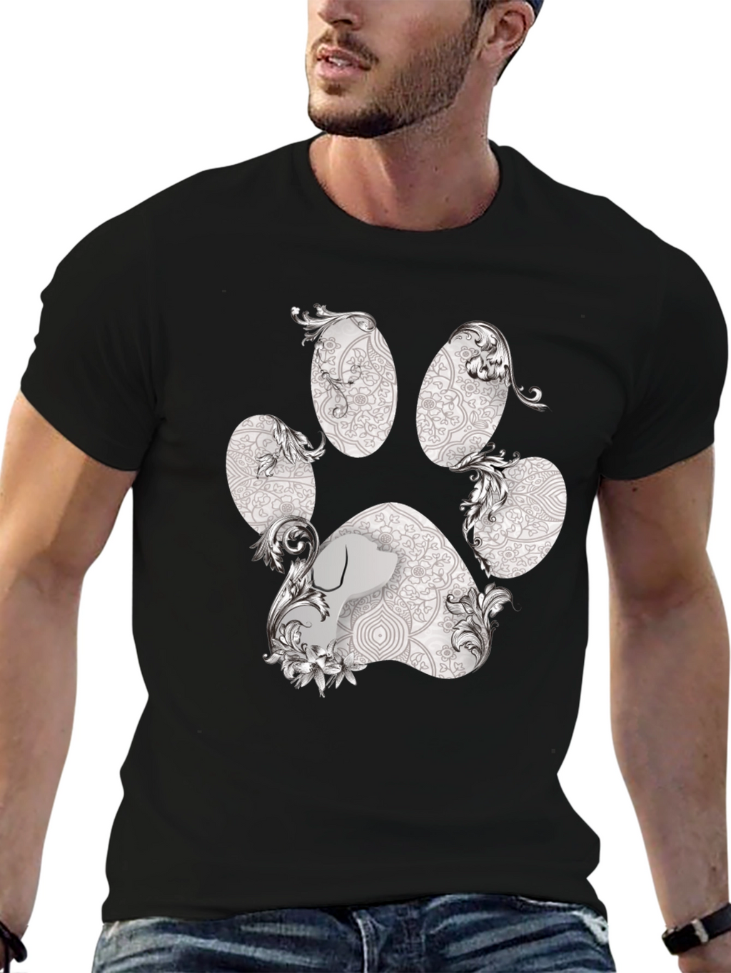 Paw Print Graphic Tee - Artistic Dog Lover Shirt