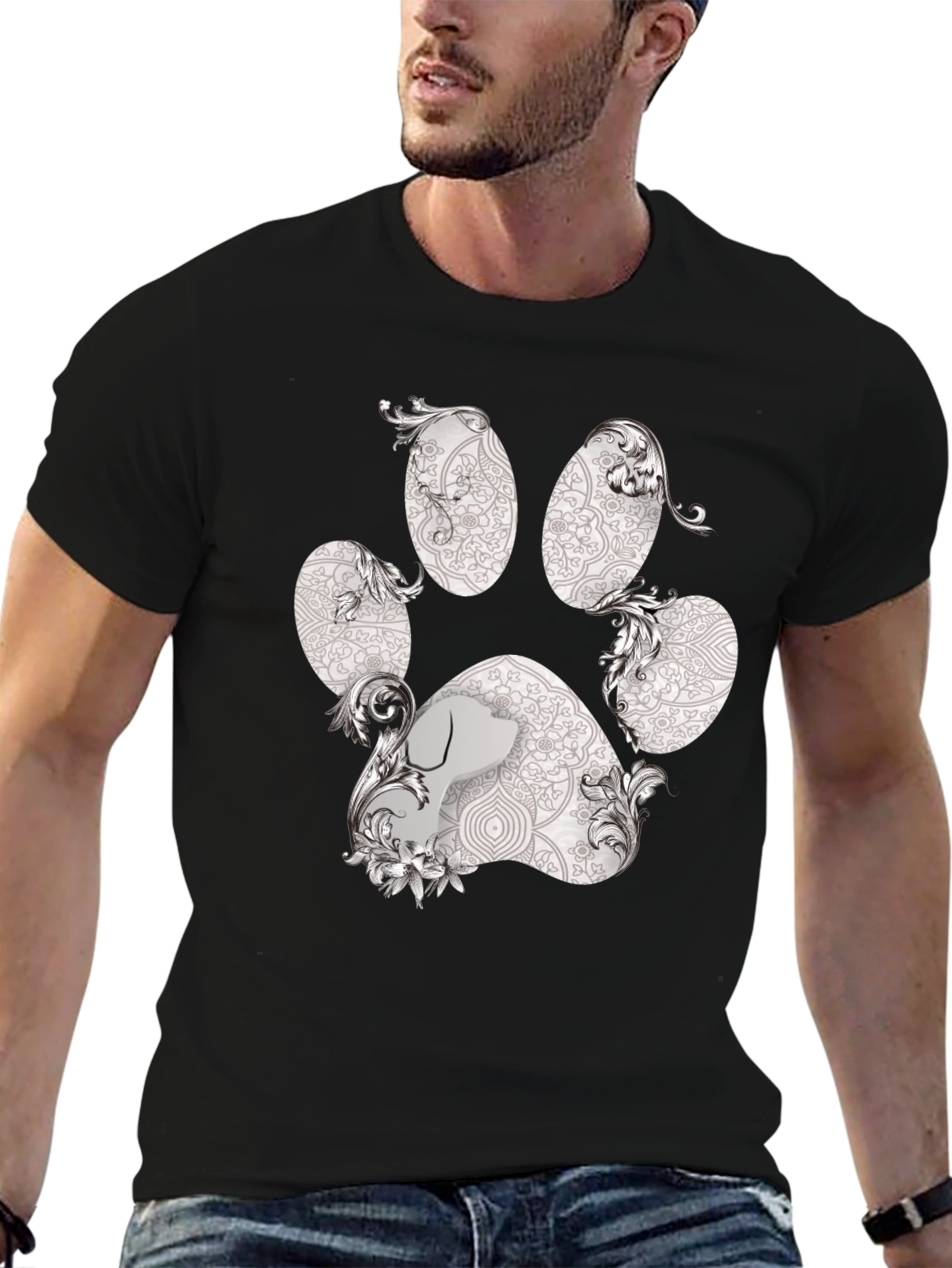 Paw Print Graphic Tee - Artistic Dog Lover Shirt