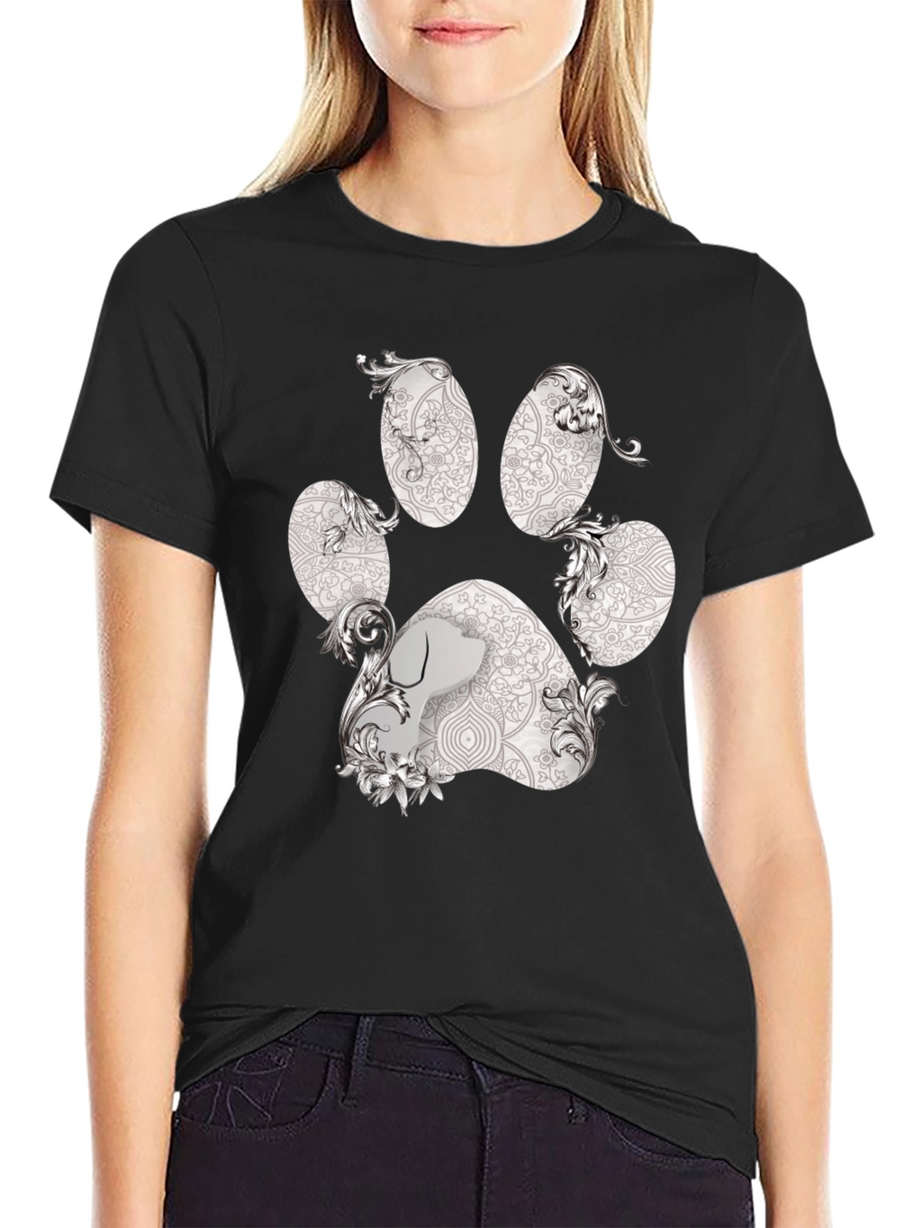 Paw Print Graphic Tee - Artistic Dog Lover Shirt
