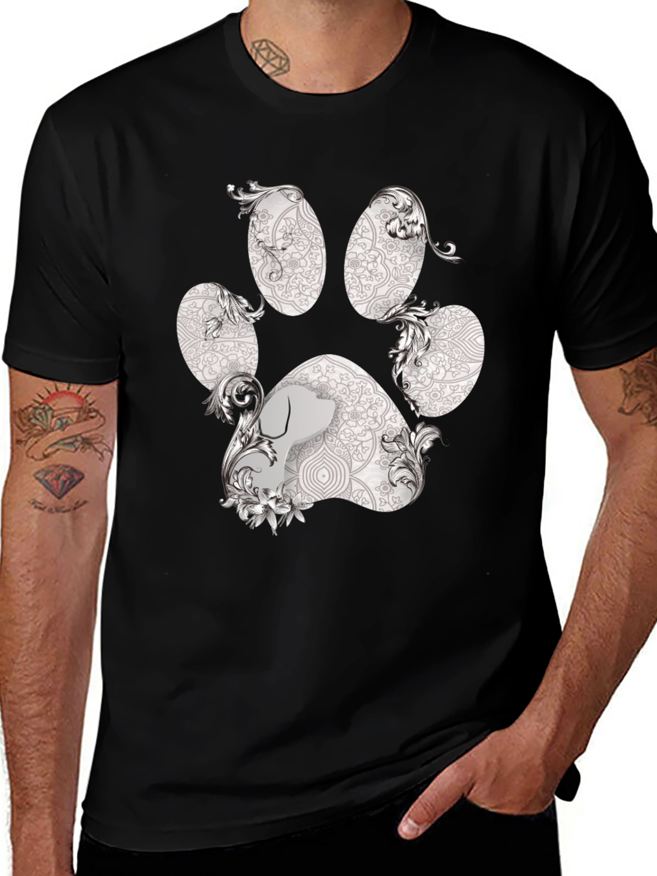 Paw Print Graphic Tee - Artistic Dog Lover Shirt