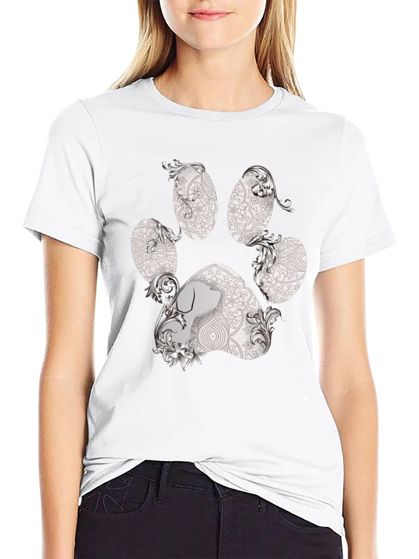 Paw Print Graphic Tee - Artistic Dog Lover Shirt