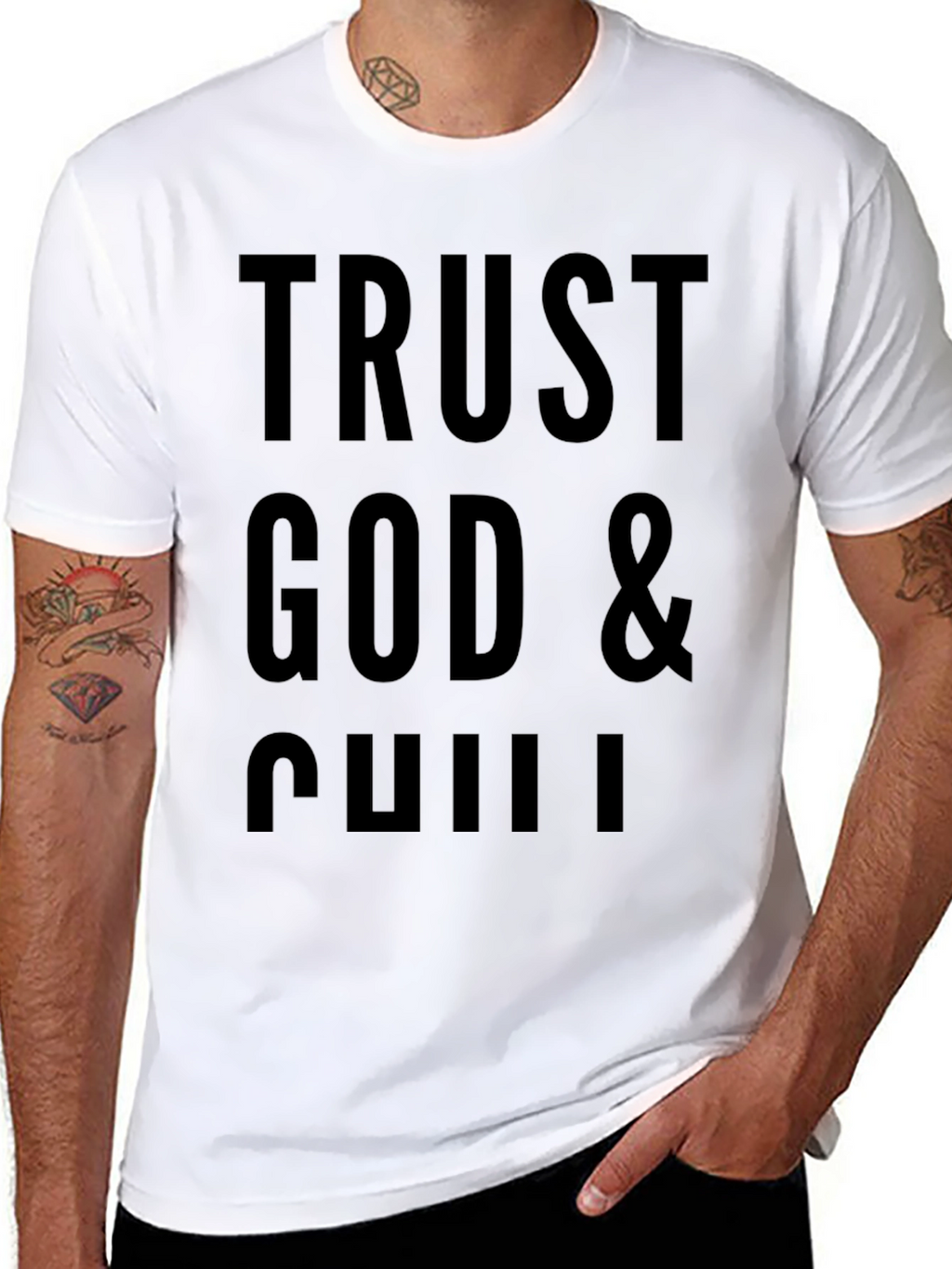 Trust God & Chill Black Graphic Tee