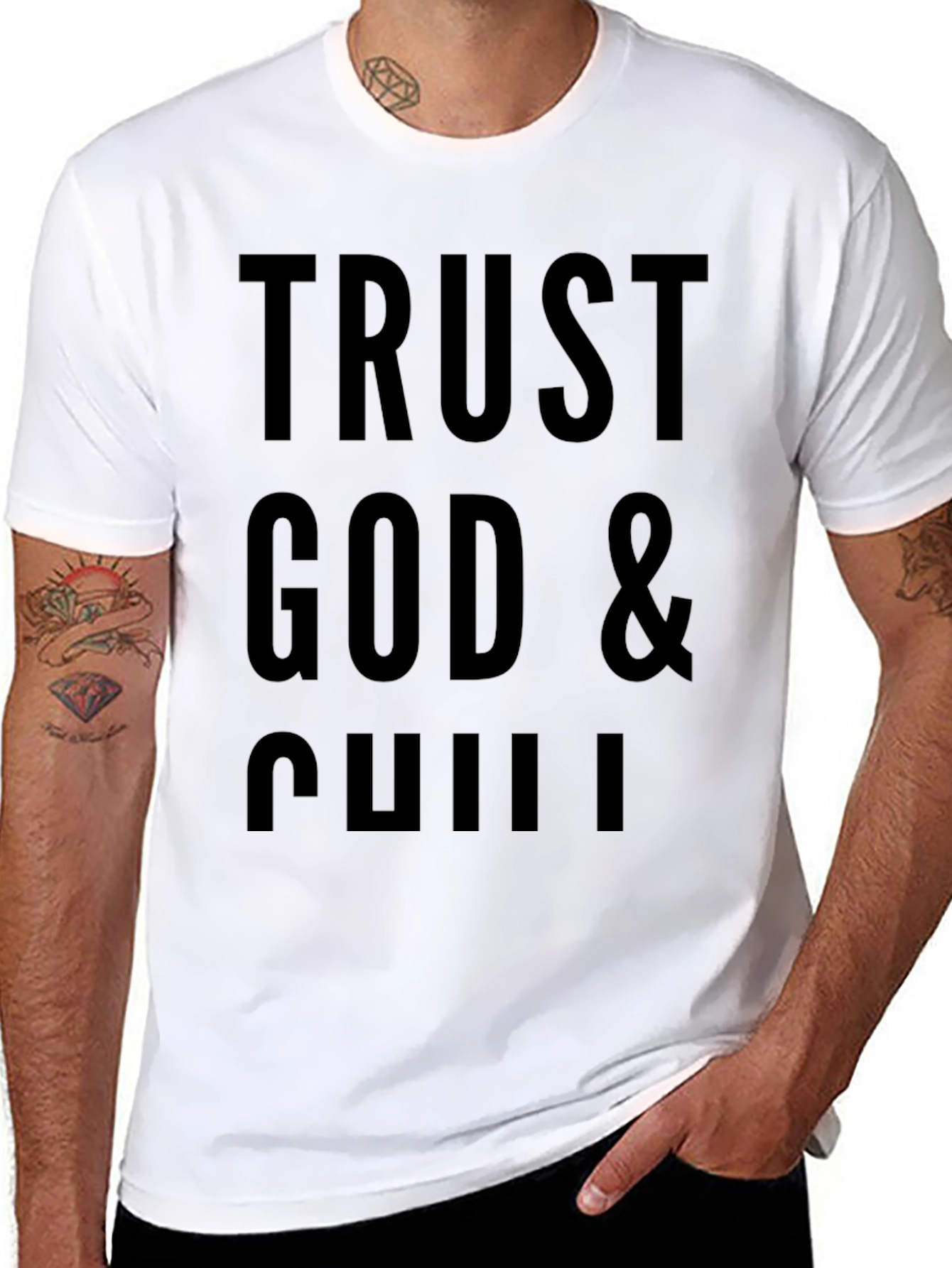 Trust God & Chill Black Graphic Tee