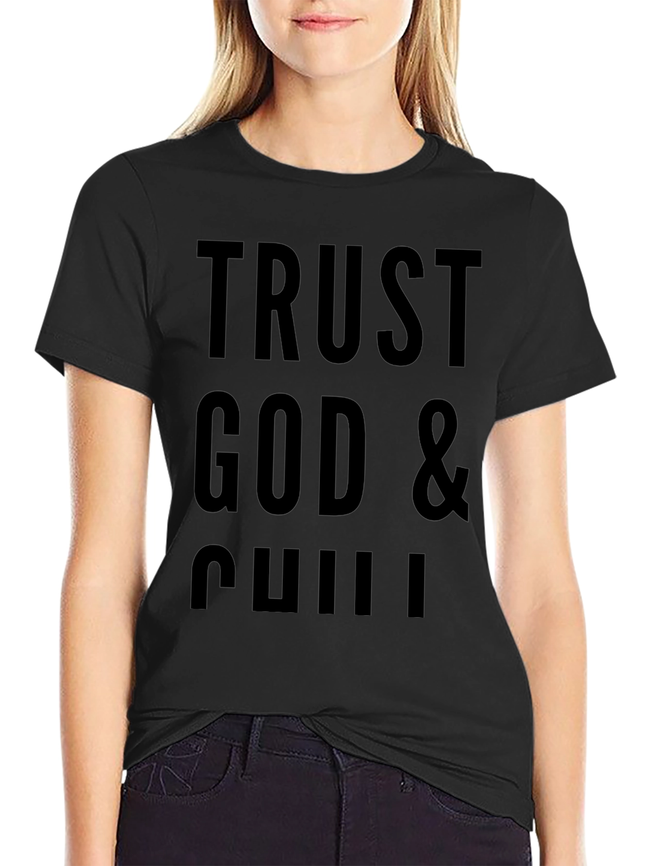 Trust God & Chill Black Graphic Tee