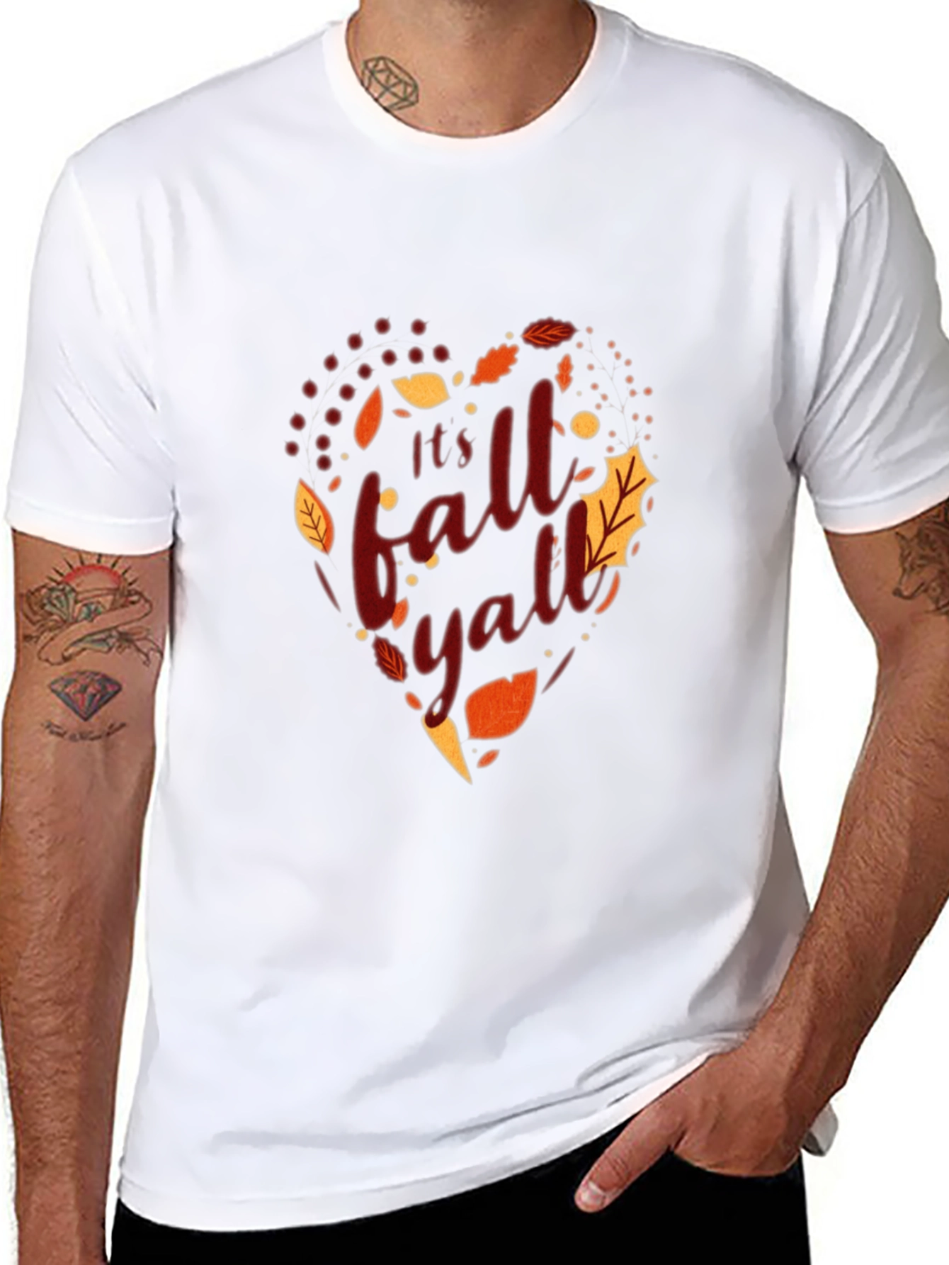 Its Fall Yall T-Shirt Autumn Leaf Heart Design