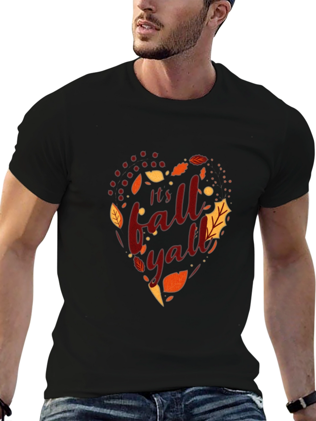 Its Fall Yall T-Shirt Autumn Leaf Heart Design