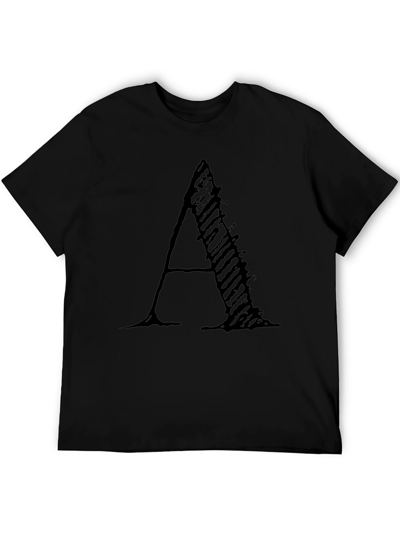 Letter A Black Graphic Tee - Modern Casual