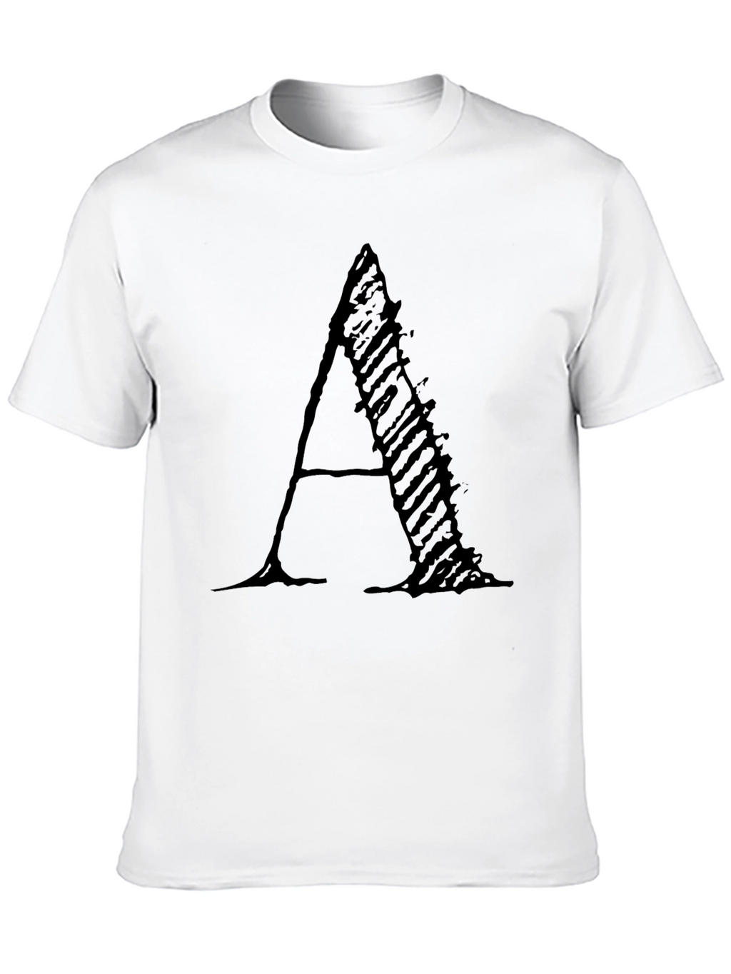 Letter A Black Graphic Tee - Modern Casual