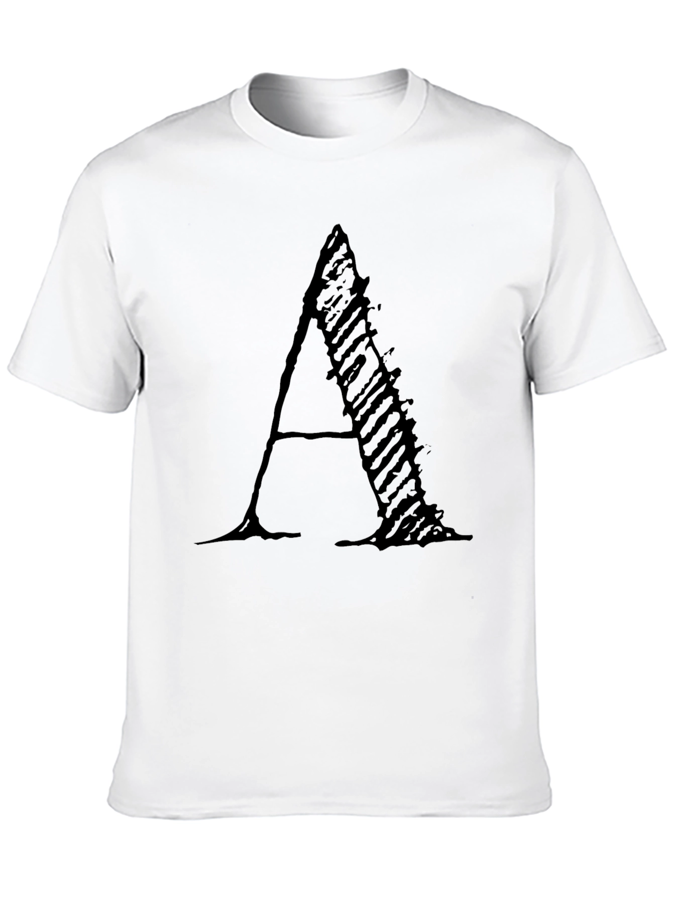 Letter A Black Graphic Tee - Modern Casual