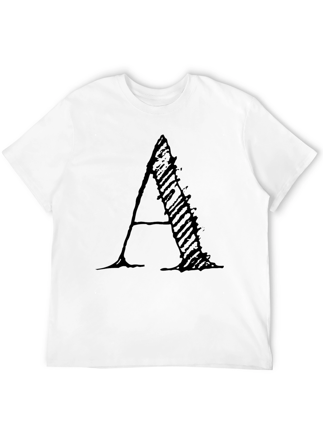 Letter A Black Graphic Tee - Modern Casual