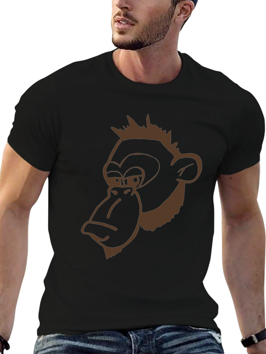 Funny Monkey Graphic Black T-Shirt