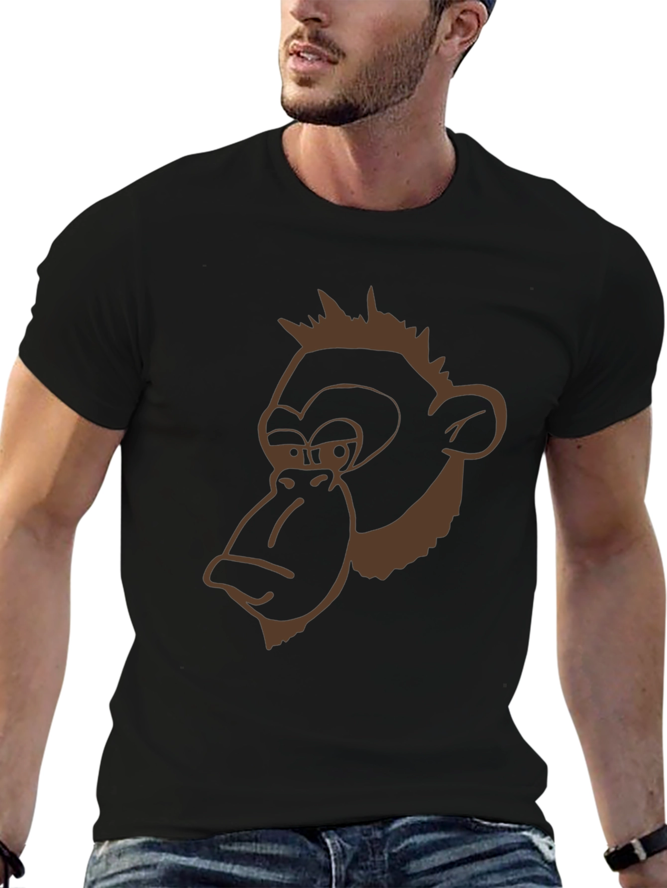 Funny Monkey Graphic Black T-Shirt