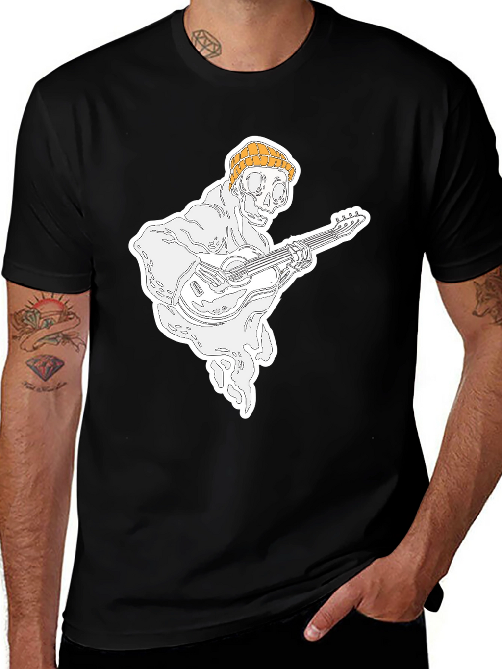 Ghost Guitar Player Black T-Shirt