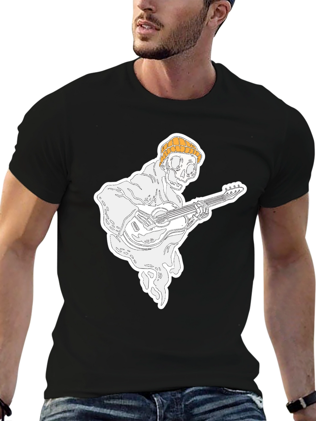 Ghost Guitar Player Black T-Shirt