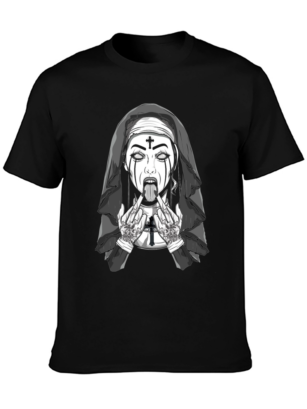 Rebellious Nun Graphic T-Shirt - Black