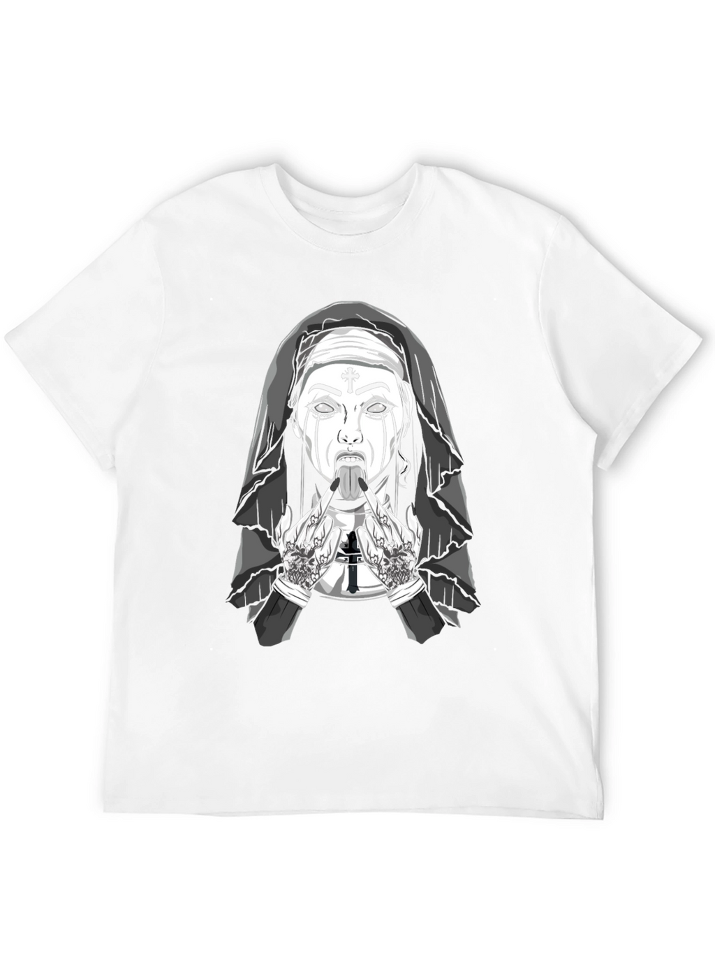 Rebellious Nun Graphic T-Shirt - Black