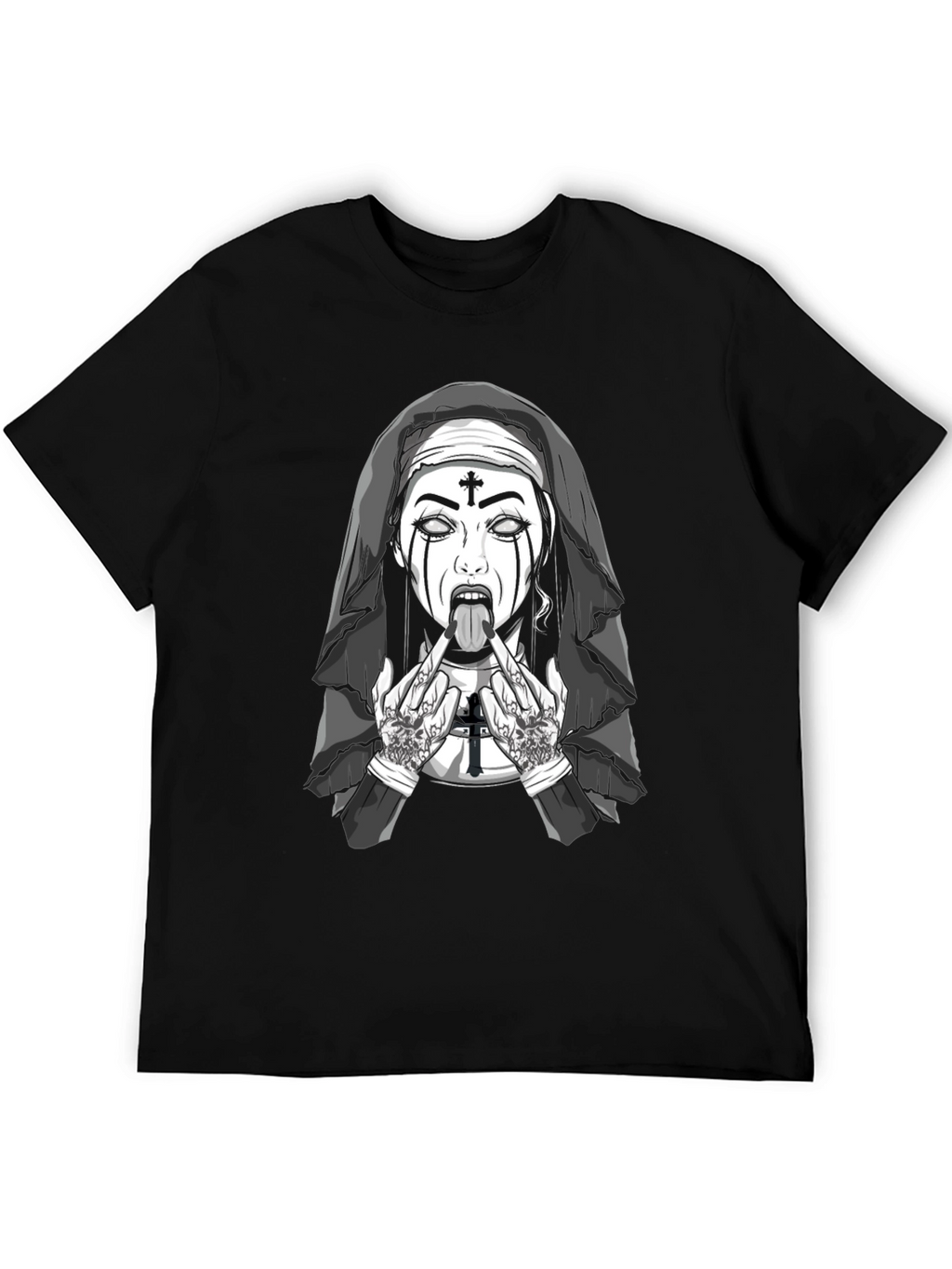 Rebellious Nun Graphic T-Shirt - Black