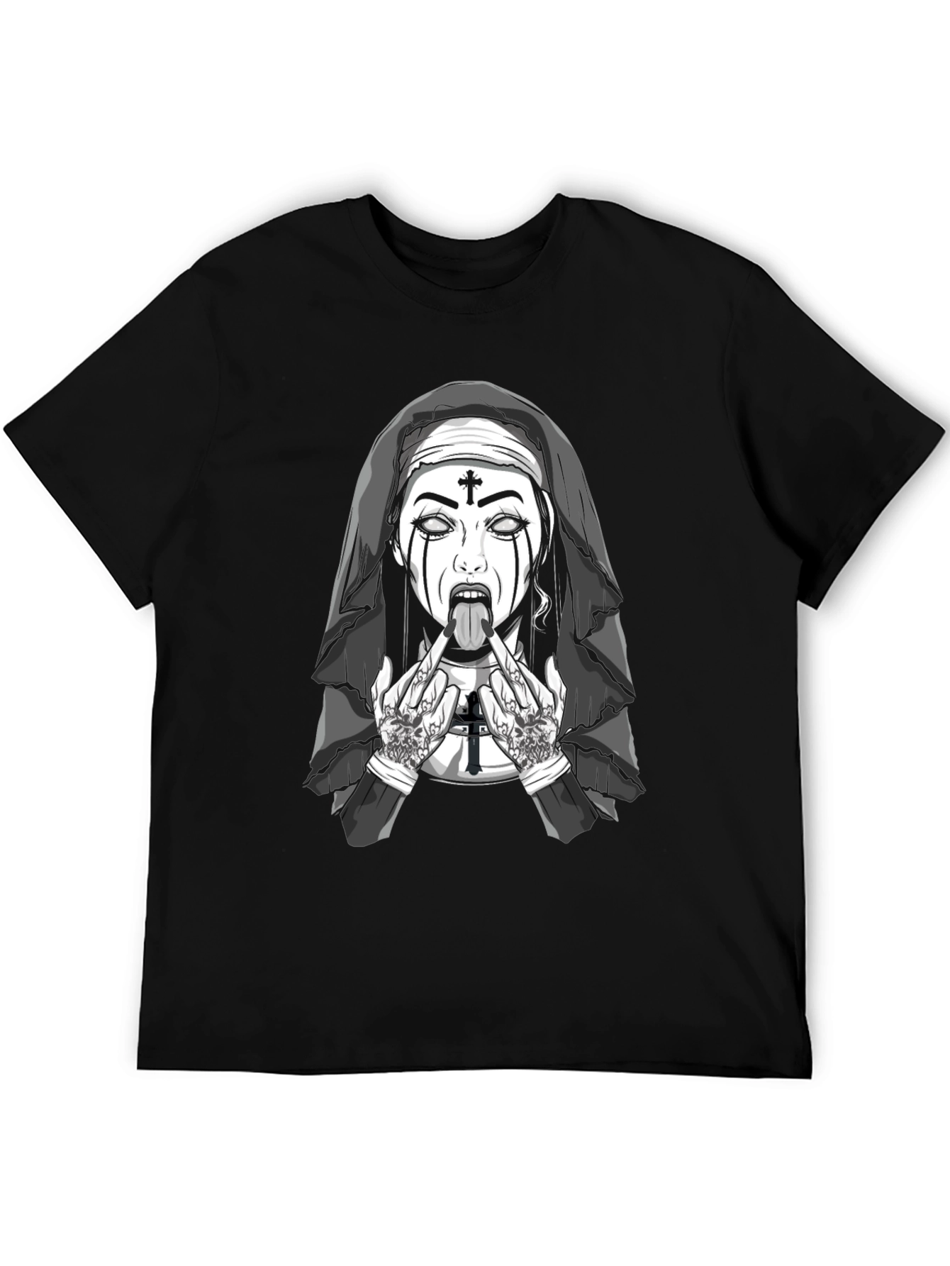 Rebellious Nun Graphic T-Shirt - Black