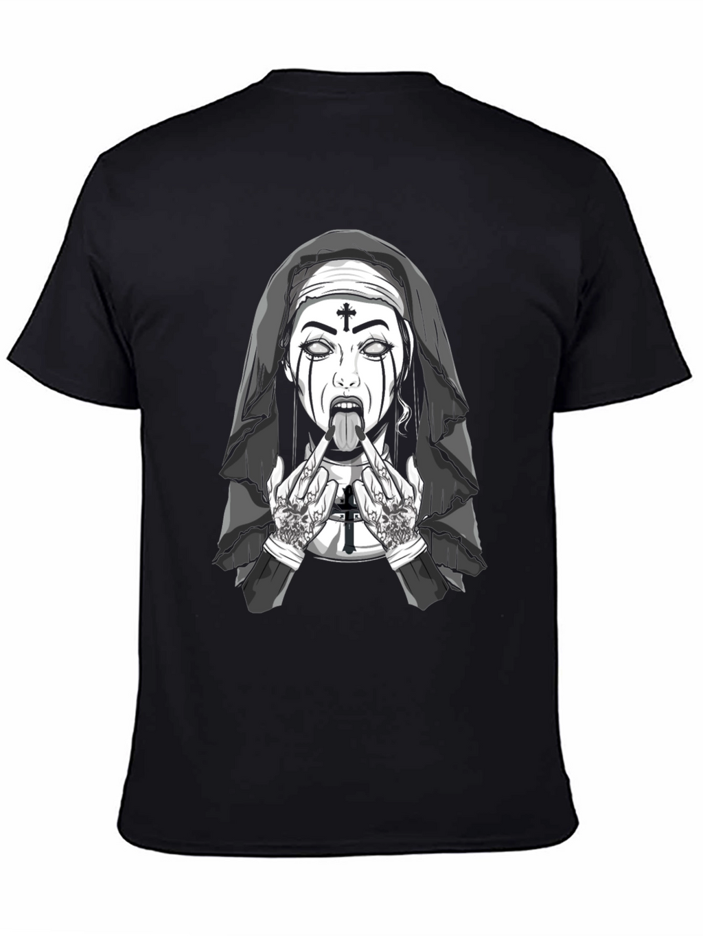 Rebellious Nun Graphic T-Shirt - Black