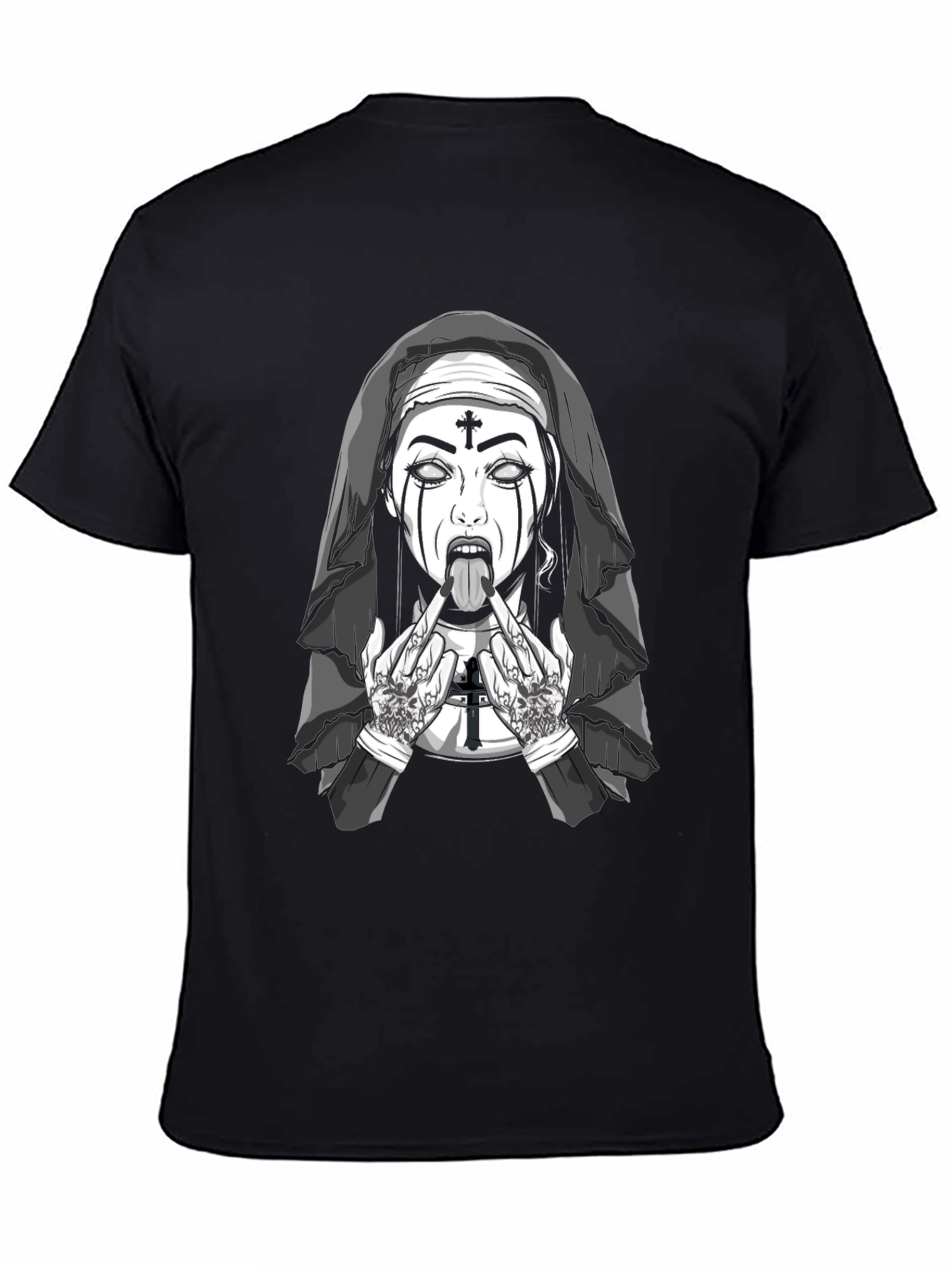 Rebellious Nun Graphic T-Shirt - Black