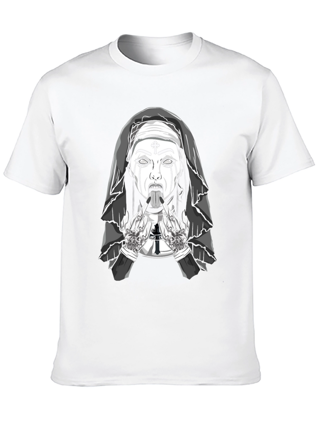 Rebellious Nun Graphic T-Shirt - Black