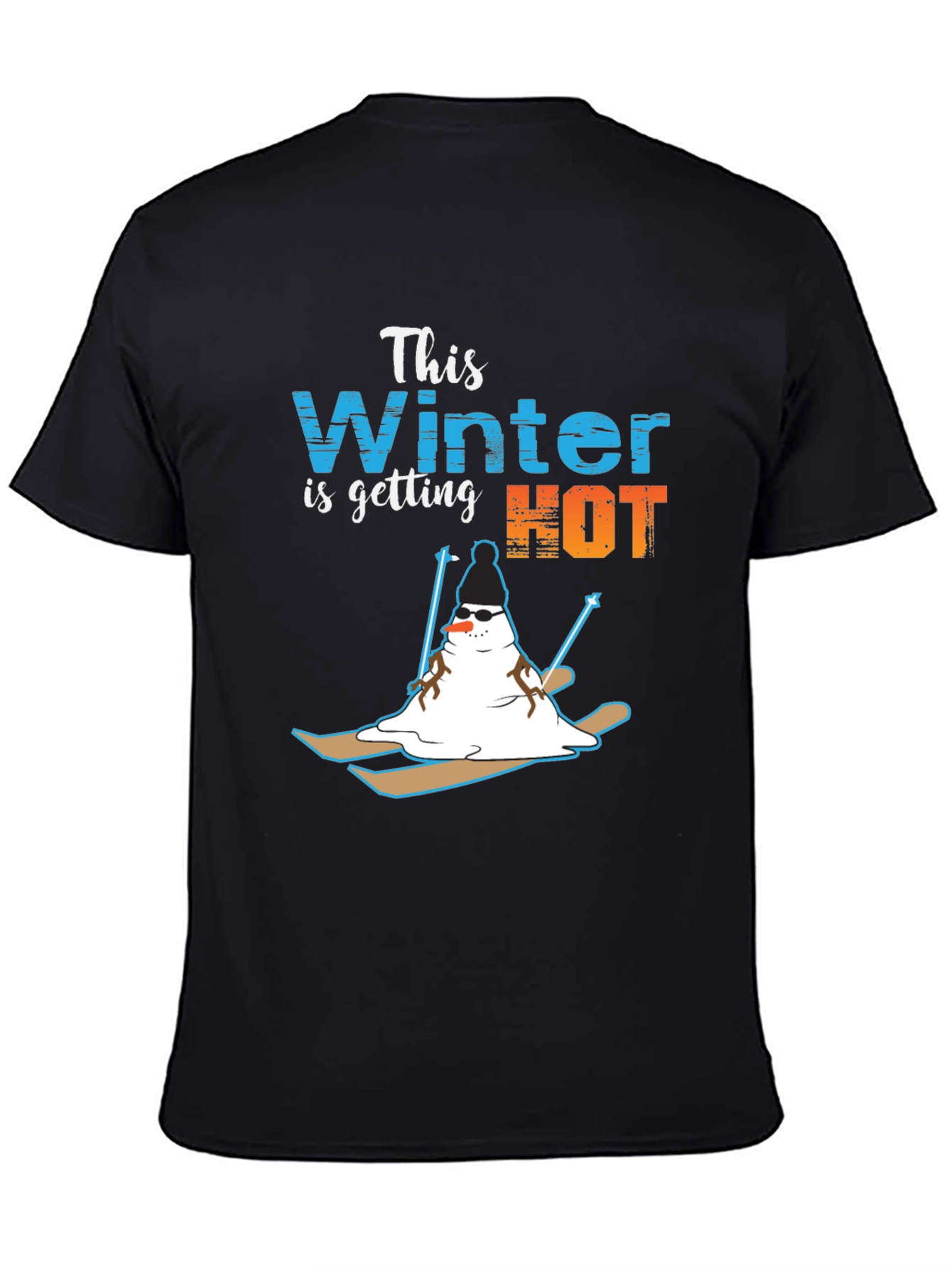 Funny Melting Snowman Skiing T-Shirt