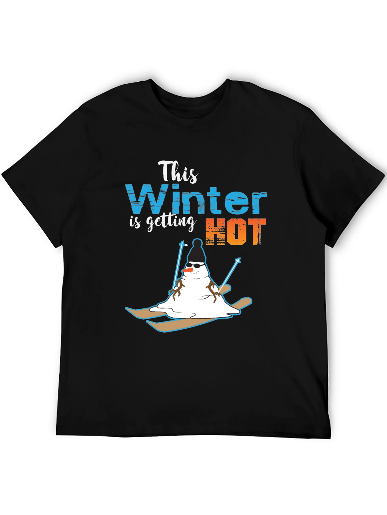 Funny Melting Snowman Skiing T-Shirt