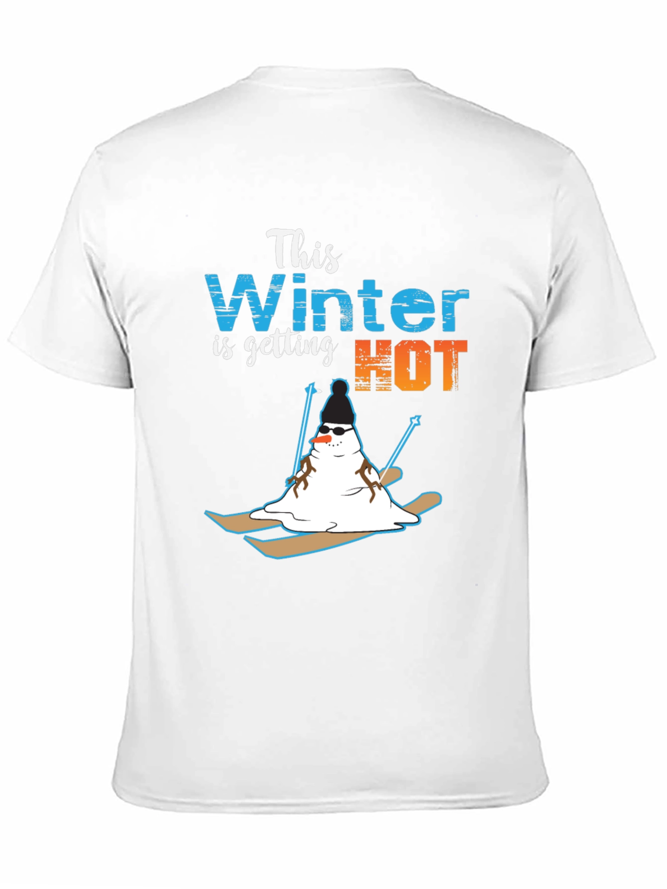Funny Melting Snowman Skiing T-Shirt