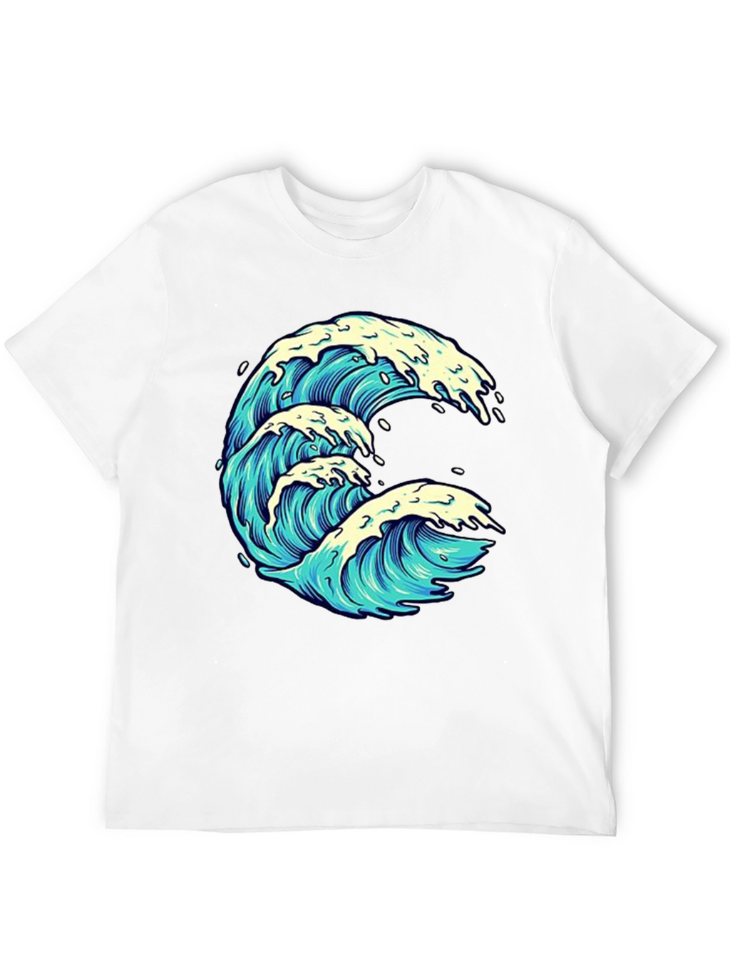 Wave Graphic Print Black Tee