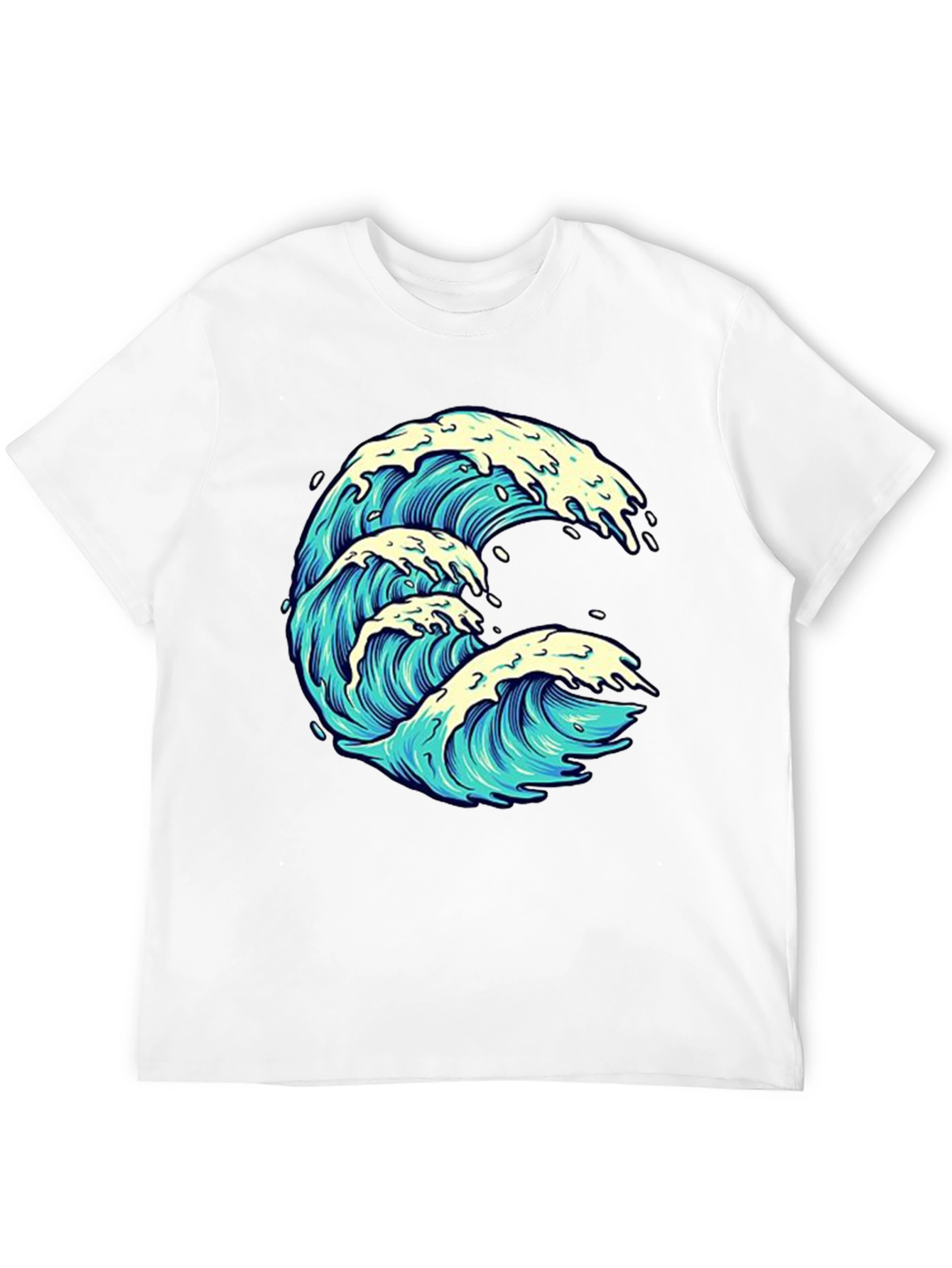 Wave Graphic Print Black Tee