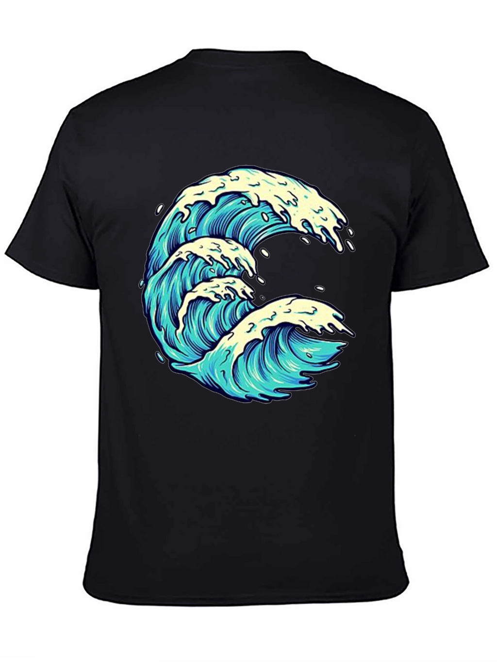 Wave Graphic Print Black Tee