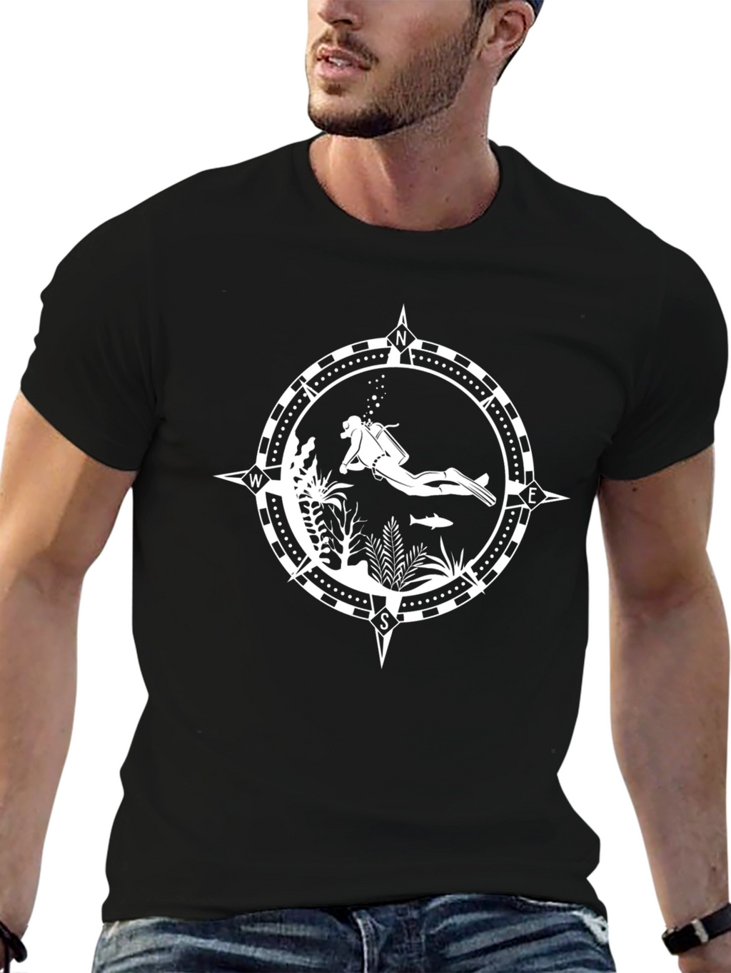 Diver Compass Graphic Tee - Explore the Depths!