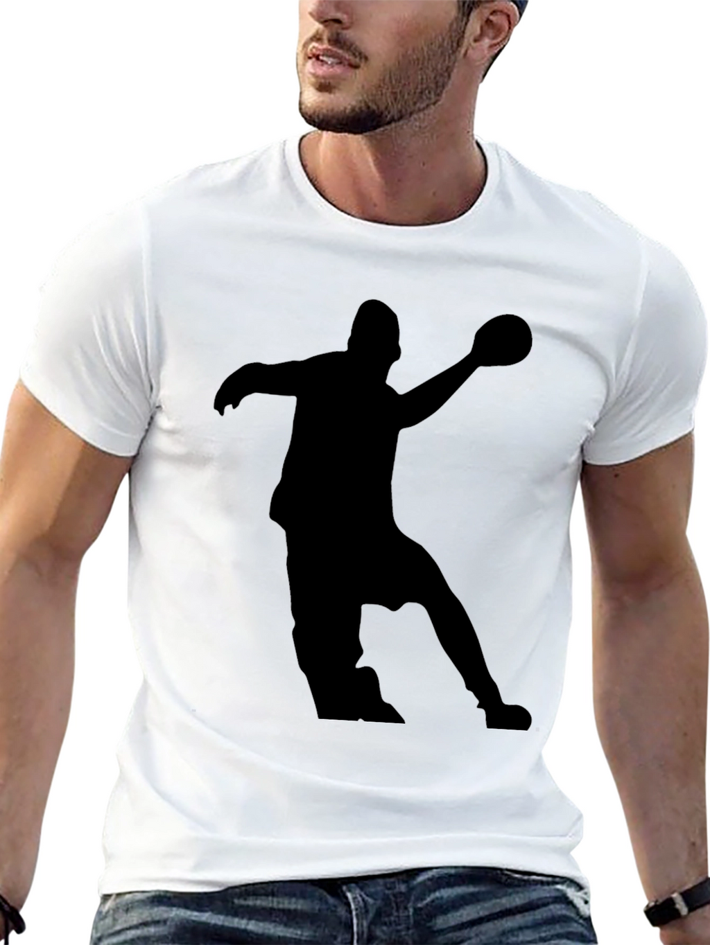Handball Player Silhouette Graphic Tee