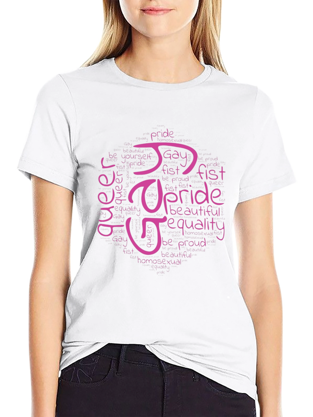 Pride LGBTQ+ Word Art T-Shirt - Black