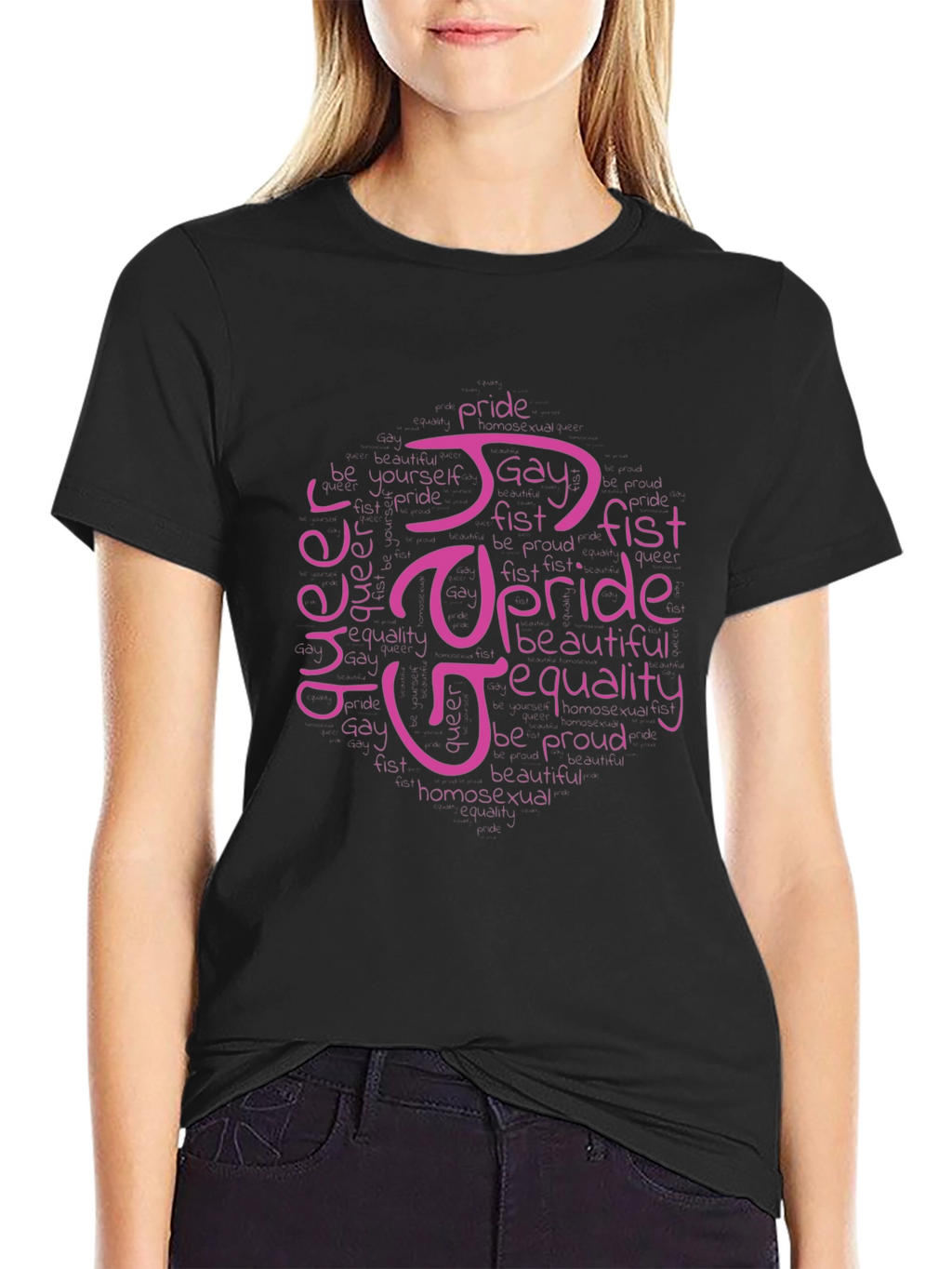 Pride LGBTQ+ Word Art T-Shirt - Black