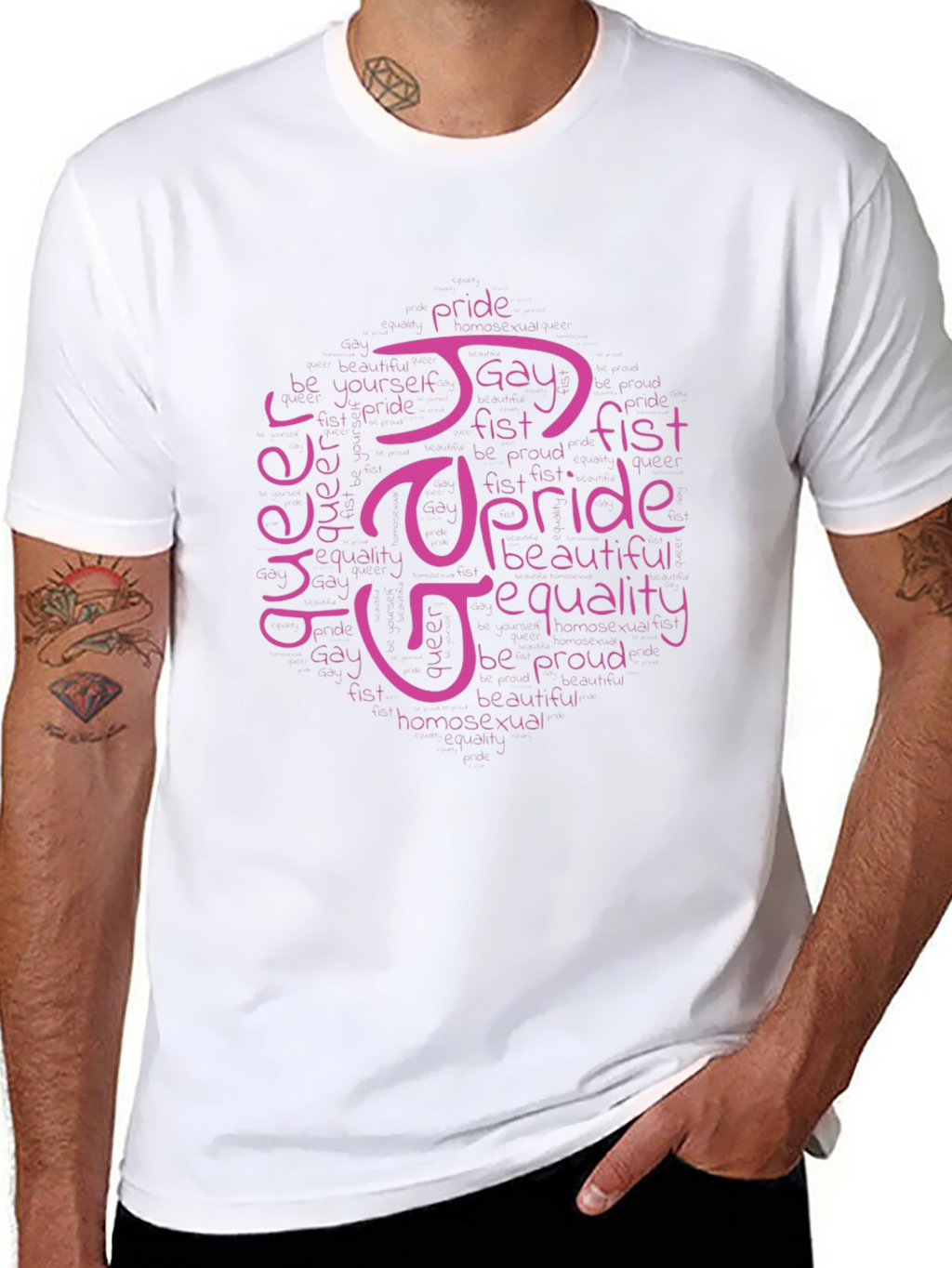 Pride LGBTQ+ Word Art T-Shirt - Black
