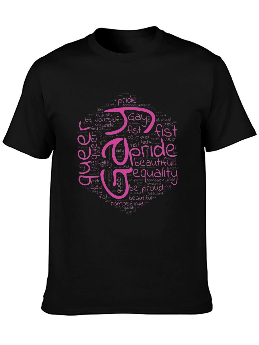 Pride LGBTQ+ Word Art T-Shirt - Black