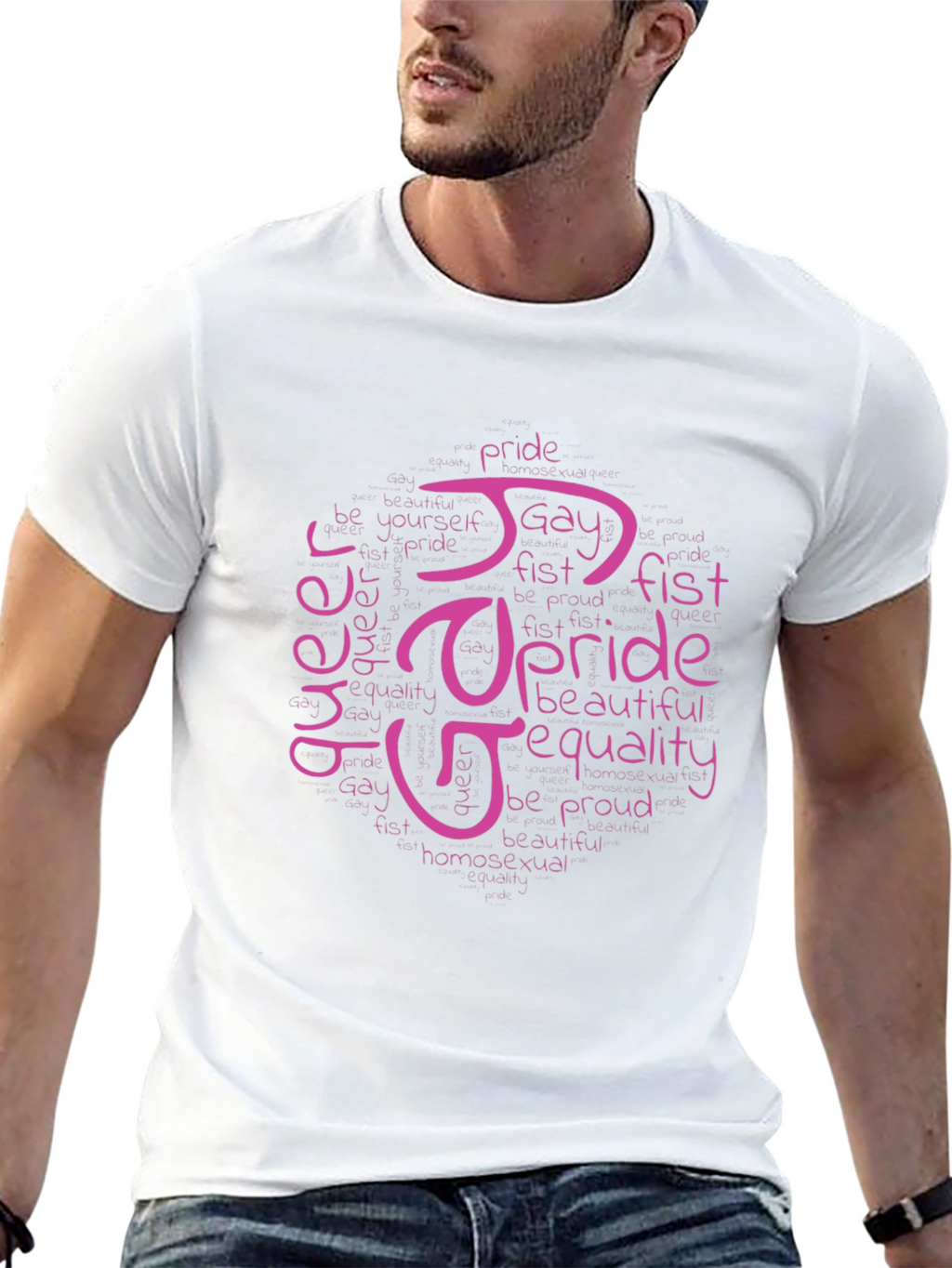 Pride LGBTQ+ Word Art T-Shirt - Black