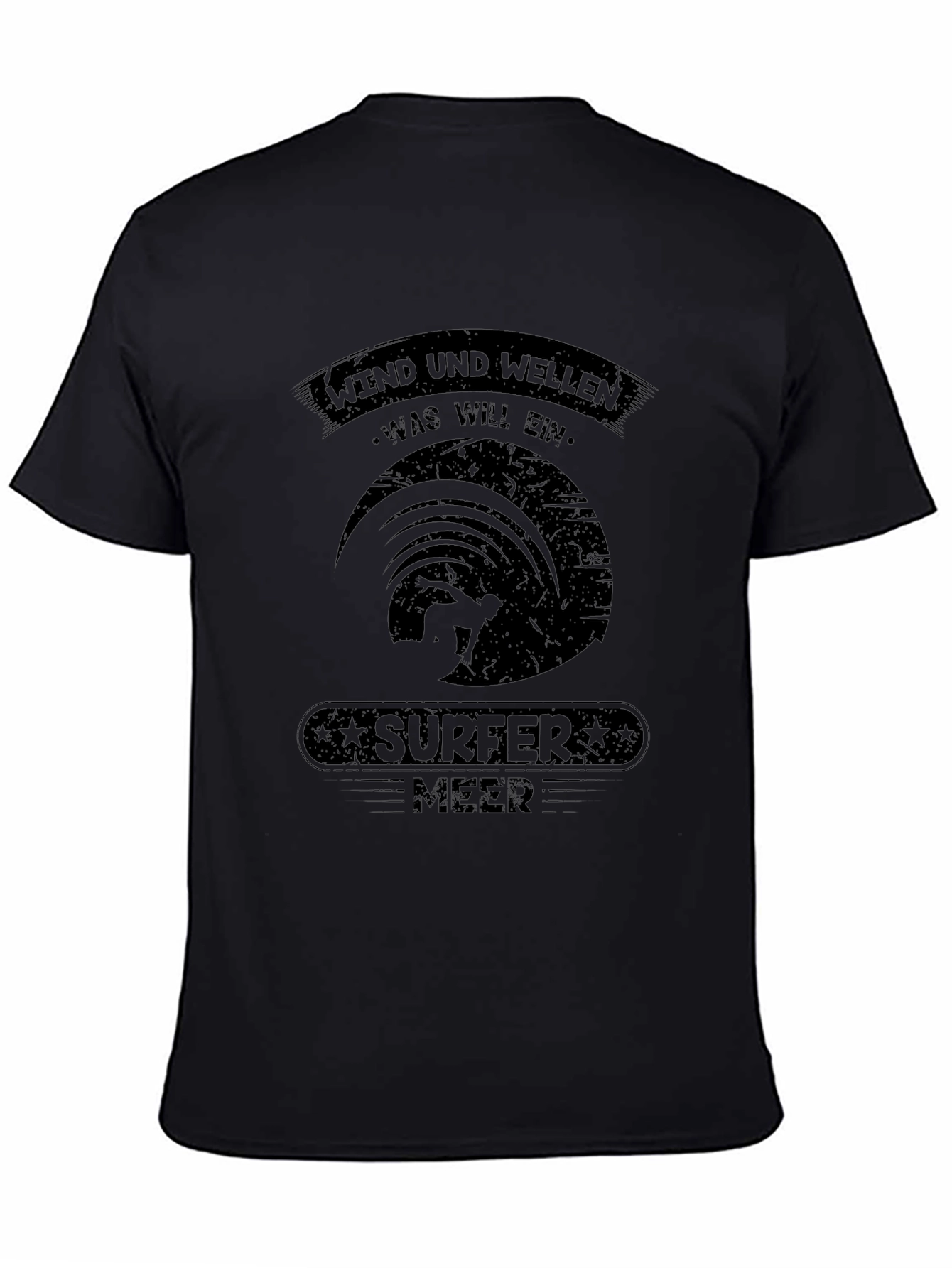 Surfer Meer Graphic T-Shirt - Black Cotton Tee